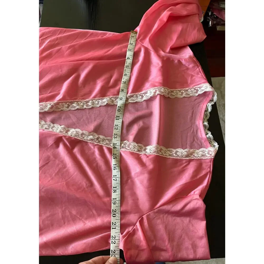 Vintage Pink Nylon and Lace House Jacket